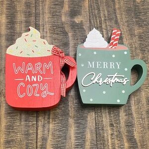 Festive Holiday Mug Decor Set - Red and Green